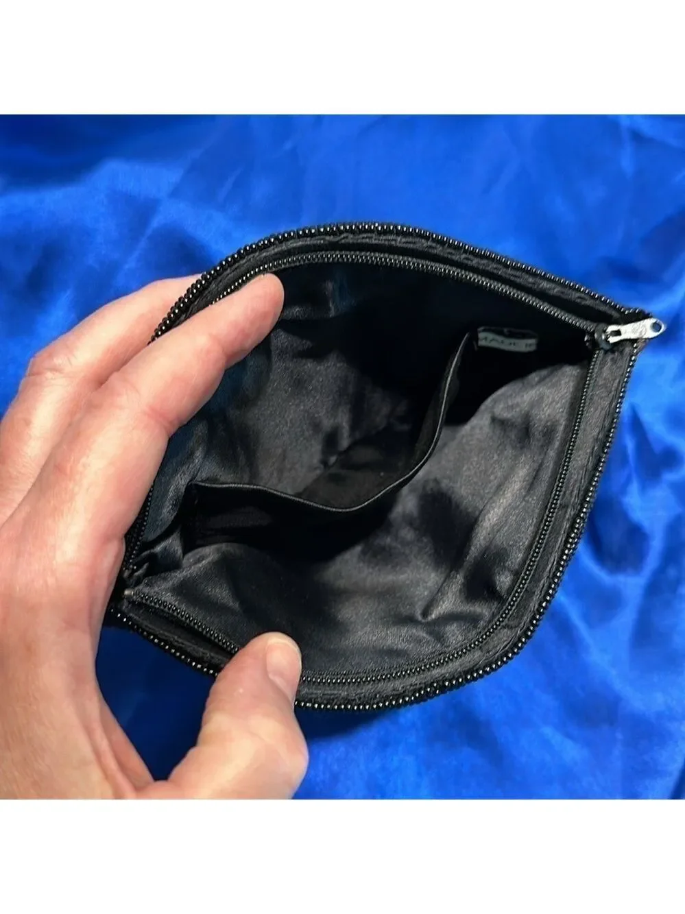 Beaded Scalloped Edged Clam shell Vintage Clutch Evening Bag with Satin lining